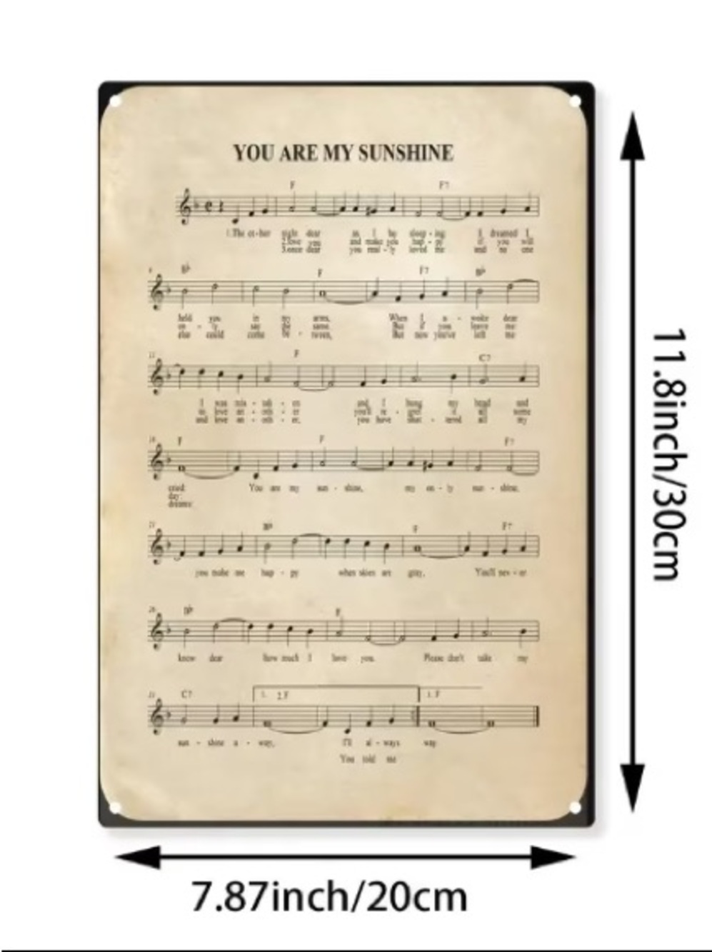 "You Are My Sunshine" Metal Music Score Sign - Picture 2 of 4